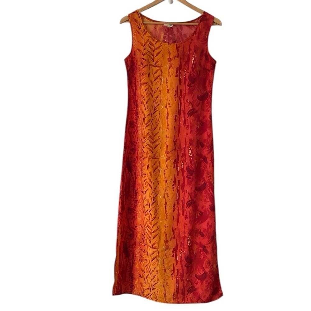 Sleeveless Red and Orange Ombre Maxi Dress